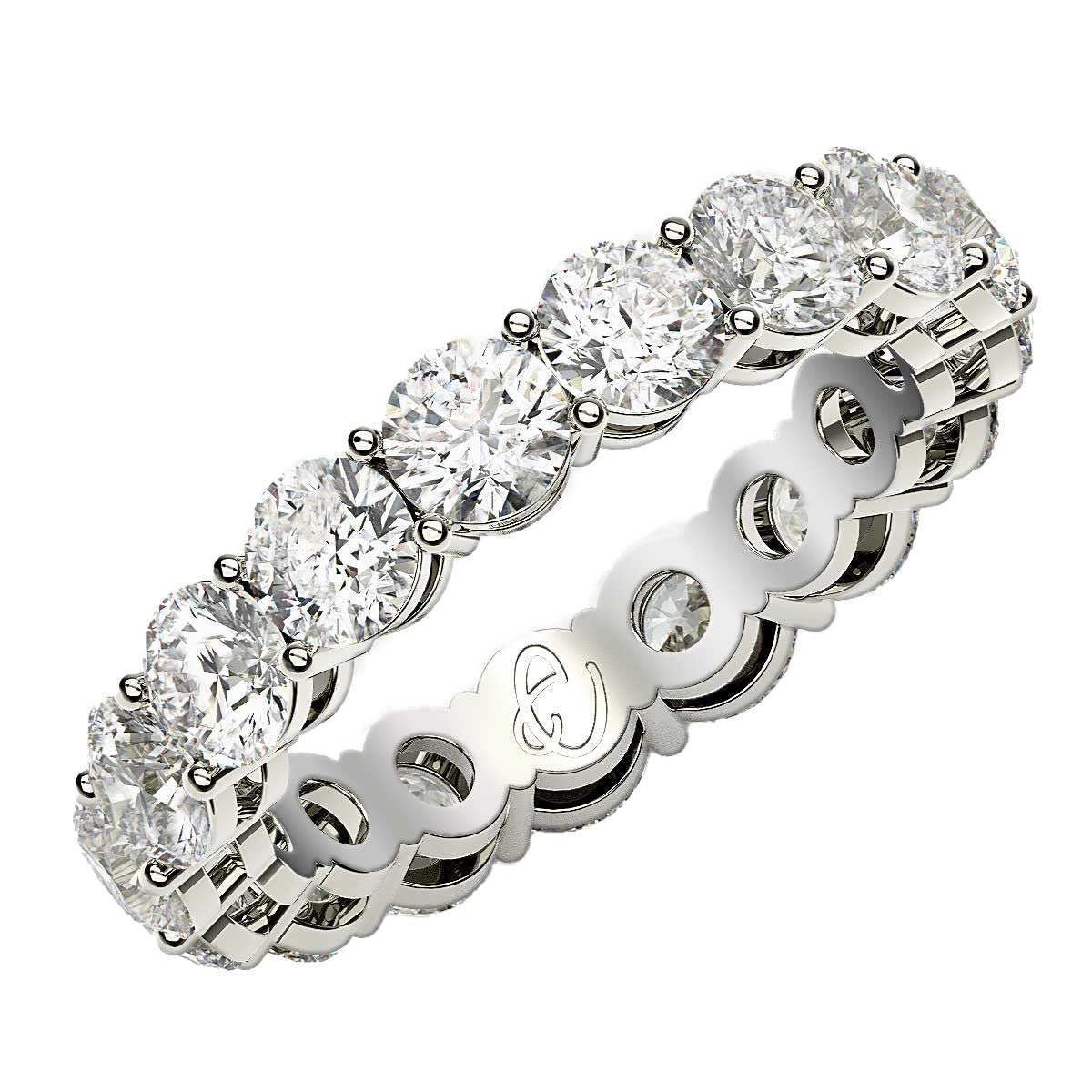 Round Cut Lab Grown Diamond Eternity Ring in 14k White Gold (3 cttw FG/VS2) - Rings - Custom Crafting Alliance, LLC