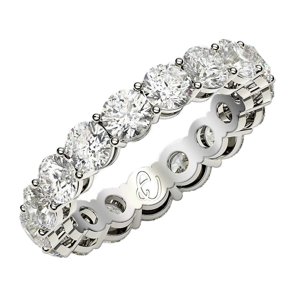 Round Cut Lab Grown Diamond Eternity Ring in 14k White Gold (3 cttw FG/VS2) - Rings - Custom Crafting Alliance, LLC