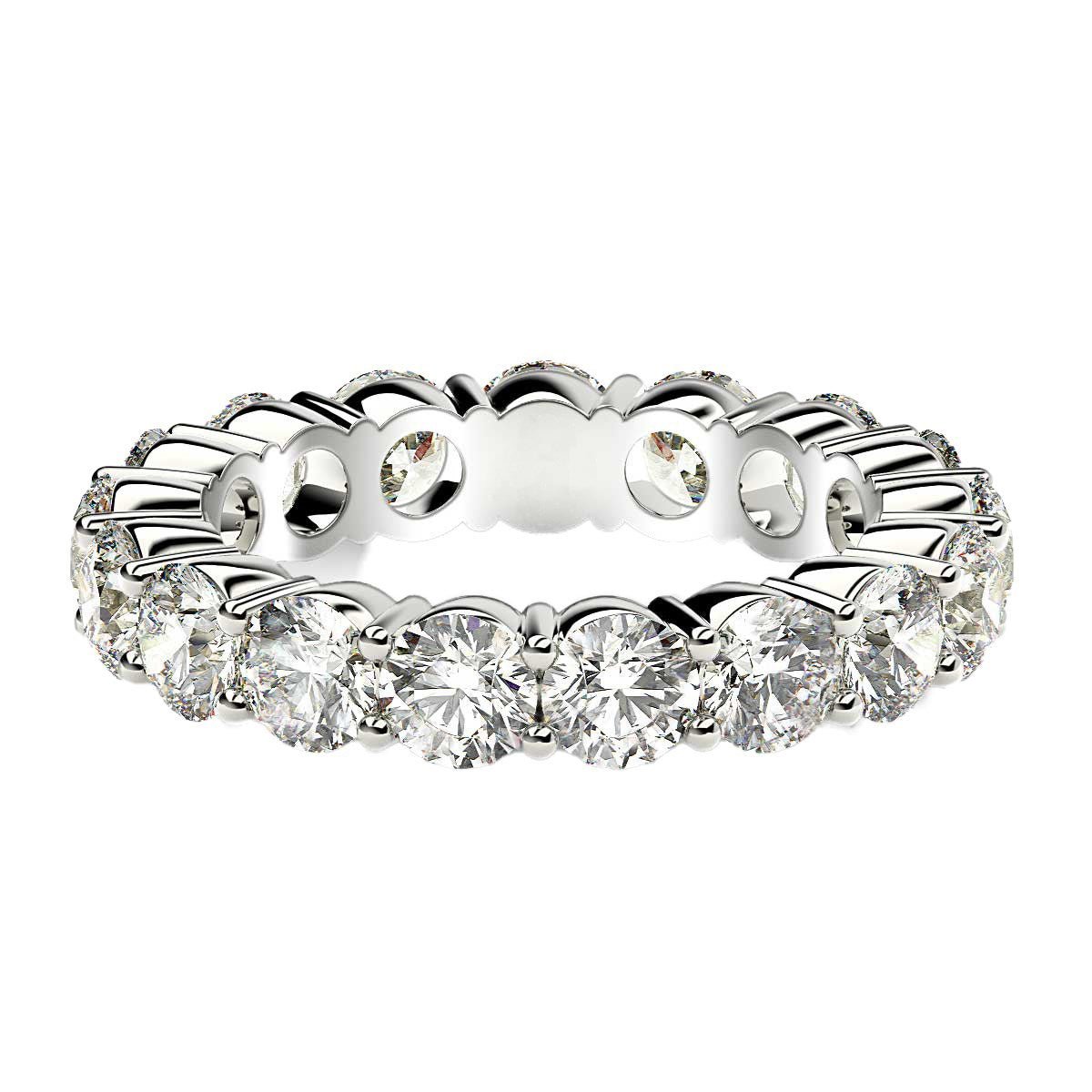 Round Cut Lab Grown Diamond Eternity Ring in 14k White Gold (3 cttw FG/VS2) - Rings - Custom Crafting Alliance, LLC