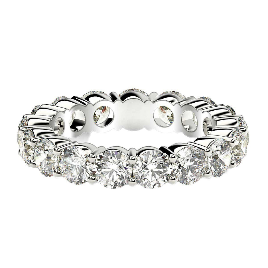 Round Cut Lab Grown Diamond Eternity Ring in 14k White Gold (3 cttw FG/VS2) - Rings - Custom Crafting Alliance, LLC