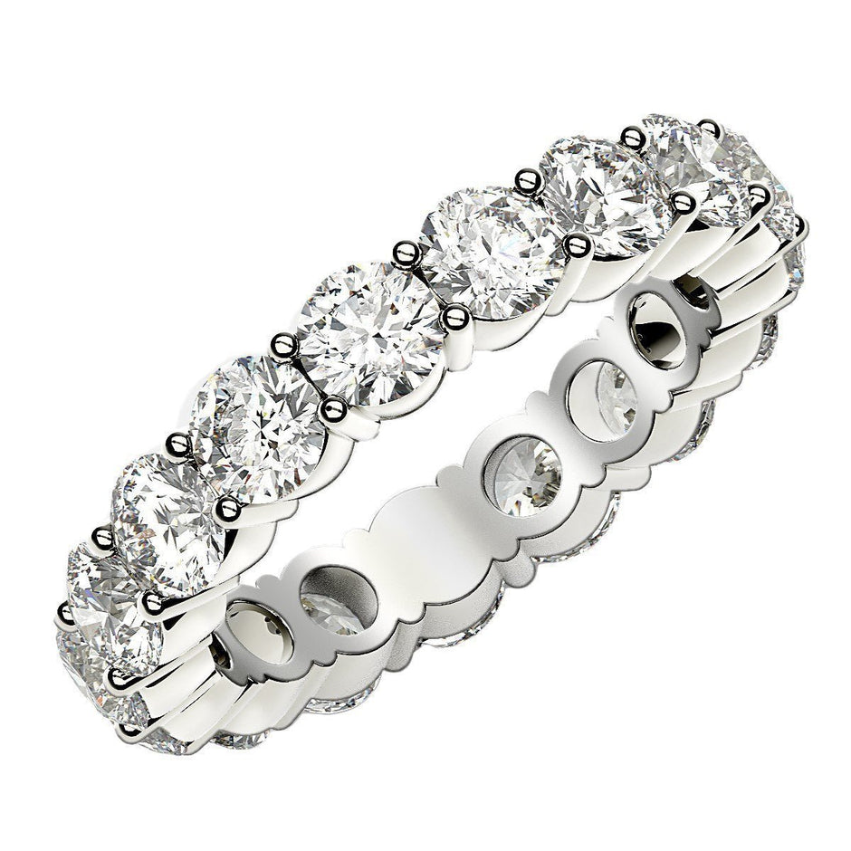 Round Cut Lab Grown Diamond Eternity Ring in 14k White Gold (3 cttw FG/VS2) - Rings - Custom Crafting Alliance, LLC