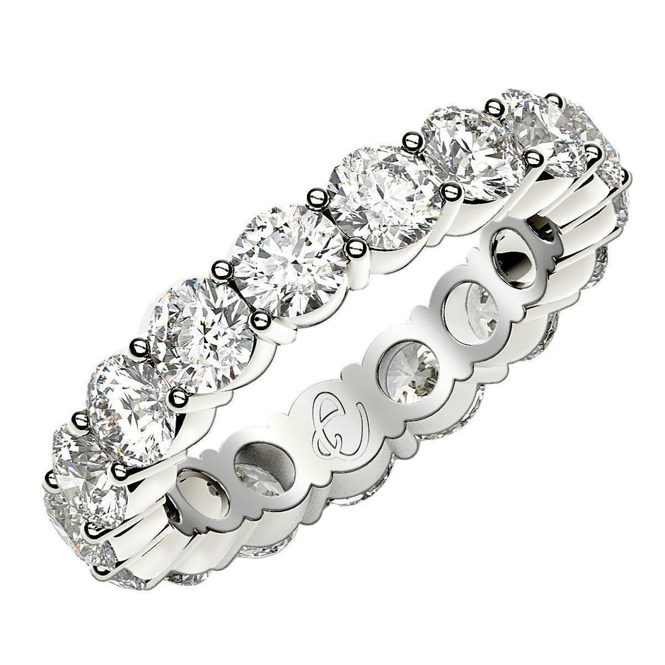 Round Cut Lab Grown Diamond Eternity Ring in 14k White Gold (3 cttw FG/VS2) - Rings - Custom Crafting Alliance, LLC