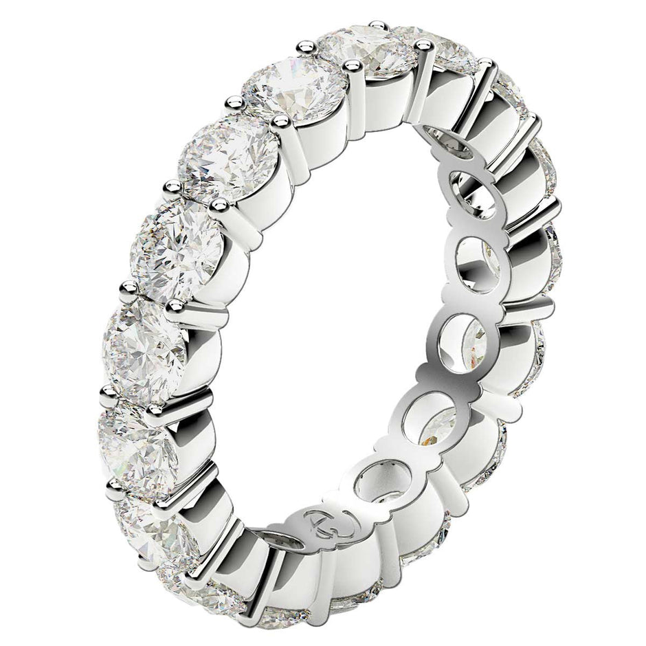 Round Cut Lab Grown Diamond Eternity Ring in 14k White Gold (3 cttw FG/VS2) - Rings - Custom Crafting Alliance, LLC