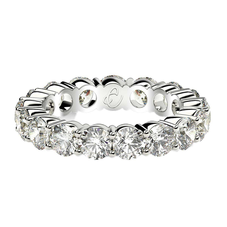 Round Cut Lab Grown Diamond Eternity Ring in 14k White Gold (3 cttw FG/VS2) - Rings - Custom Crafting Alliance, LLC