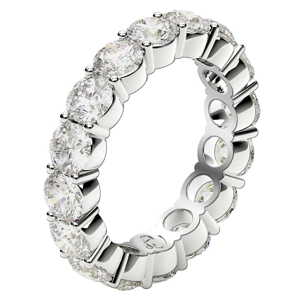 Round Cut Lab Grown Diamond Eternity Ring in 14k White Gold (4 cttw FG/VS2) - Rings - Custom Crafting Alliance, LLC