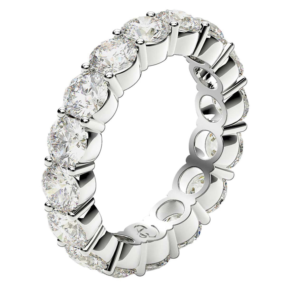 Round Cut Lab Grown Diamond Eternity Ring in 14k White Gold (4 cttw FG/VS2) - Rings - Custom Crafting Alliance, LLC