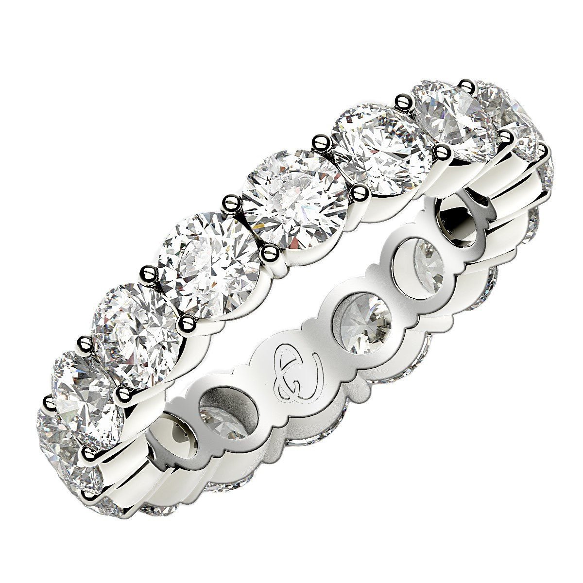Round Cut Lab Grown Diamond Eternity Ring in 14k White Gold (4 cttw FG/VS2) - Rings - Custom Crafting Alliance, LLC