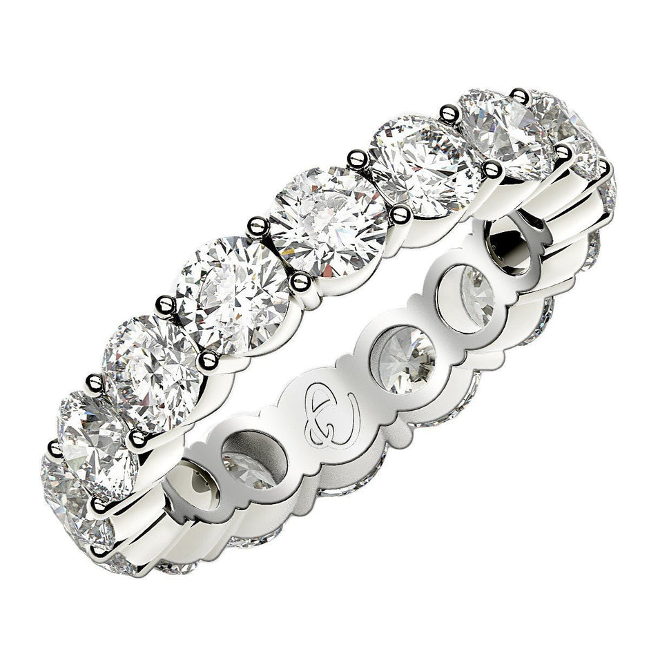 Round Cut Lab Grown Diamond Eternity Ring in 14k White Gold (4 cttw FG/VS2) - Rings - Custom Crafting Alliance, LLC