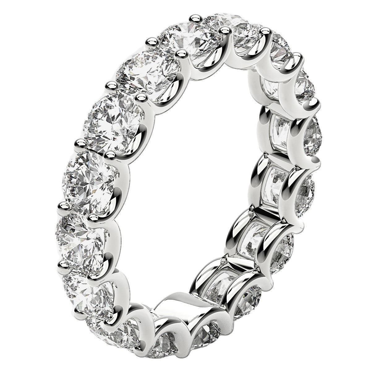 Round Cut Lab Grown Diamond Eternity Ring in 14k White Gold (4 cttw FG/VS2) - Rings - Custom Crafting Alliance, LLC