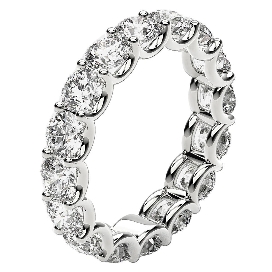 Round Cut Lab Grown Diamond Eternity Ring in 14k White Gold (4 cttw FG/VS2) - Rings - Custom Crafting Alliance, LLC
