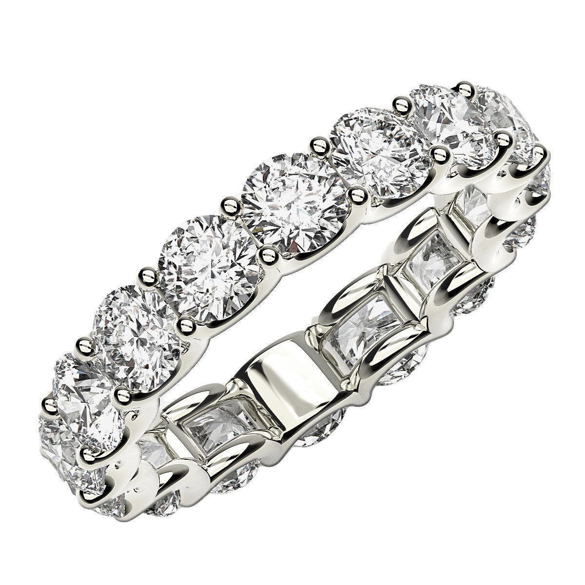 Round Cut Lab Grown Diamond Eternity Ring in 14k White Gold (4 cttw FG/VS2) - Rings - Custom Crafting Alliance, LLC