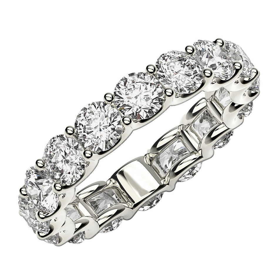 Round Cut Lab Grown Diamond Eternity Ring in 14k White Gold (4 cttw FG/VS2) - Rings - Custom Crafting Alliance, LLC