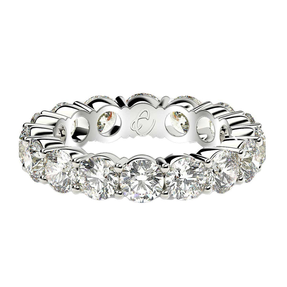Round Cut Lab Grown Diamond Eternity Ring in 14k White Gold (4 cttw FG/VS2) - Rings - Custom Crafting Alliance, LLC