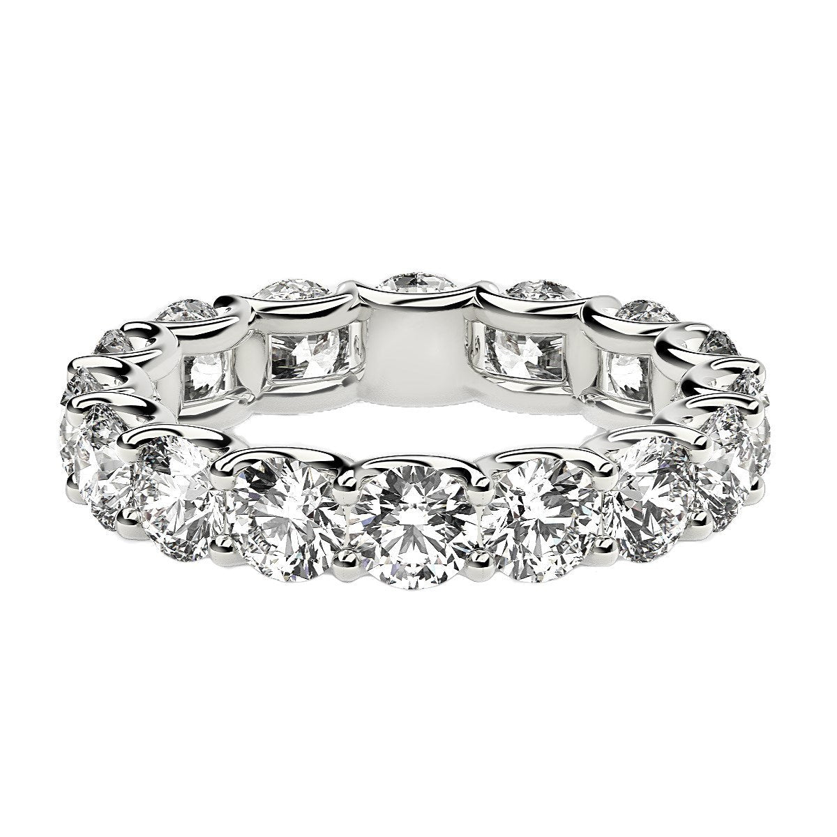 Round Cut Lab Grown Diamond Eternity Ring in 14k White Gold (4 cttw FG/VS2) - Rings - Custom Crafting Alliance, LLC