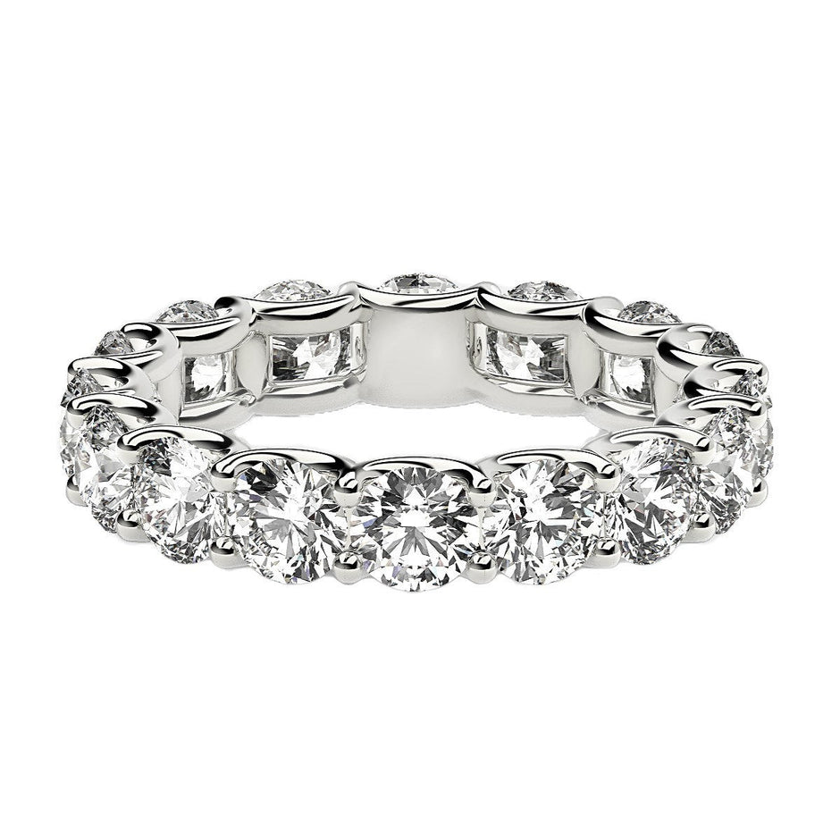 Round Cut Lab Grown Diamond Eternity Ring in 14k White Gold (4 cttw FG/VS2) - Rings - Custom Crafting Alliance, LLC