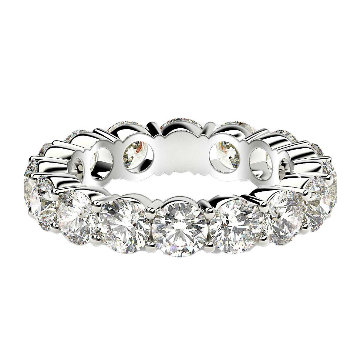 Round Cut Lab Grown Diamond Eternity Ring in 14k White Gold (4 cttw FG/VS2) - Rings - Custom Crafting Alliance, LLC