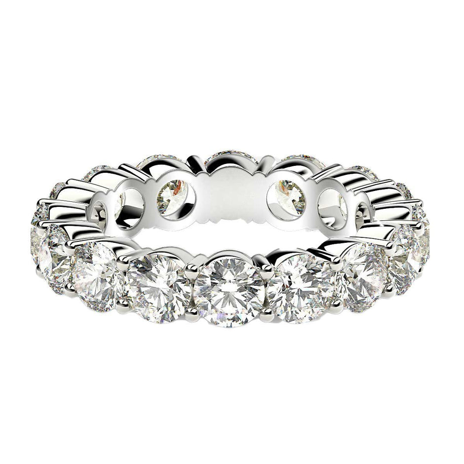 Round Cut Lab Grown Diamond Eternity Ring in 14k White Gold (4 cttw FG/VS2) - Rings - Custom Crafting Alliance, LLC