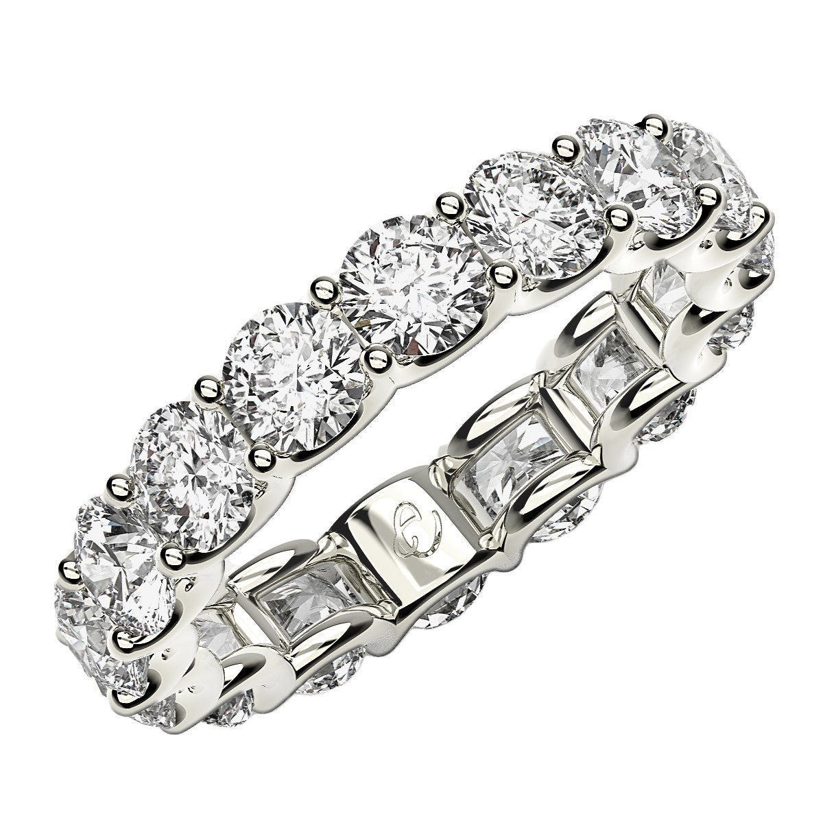 Round Cut Lab Grown Diamond Eternity Ring in 14k White Gold (4 cttw FG/VS2) - Rings - Custom Crafting Alliance, LLC