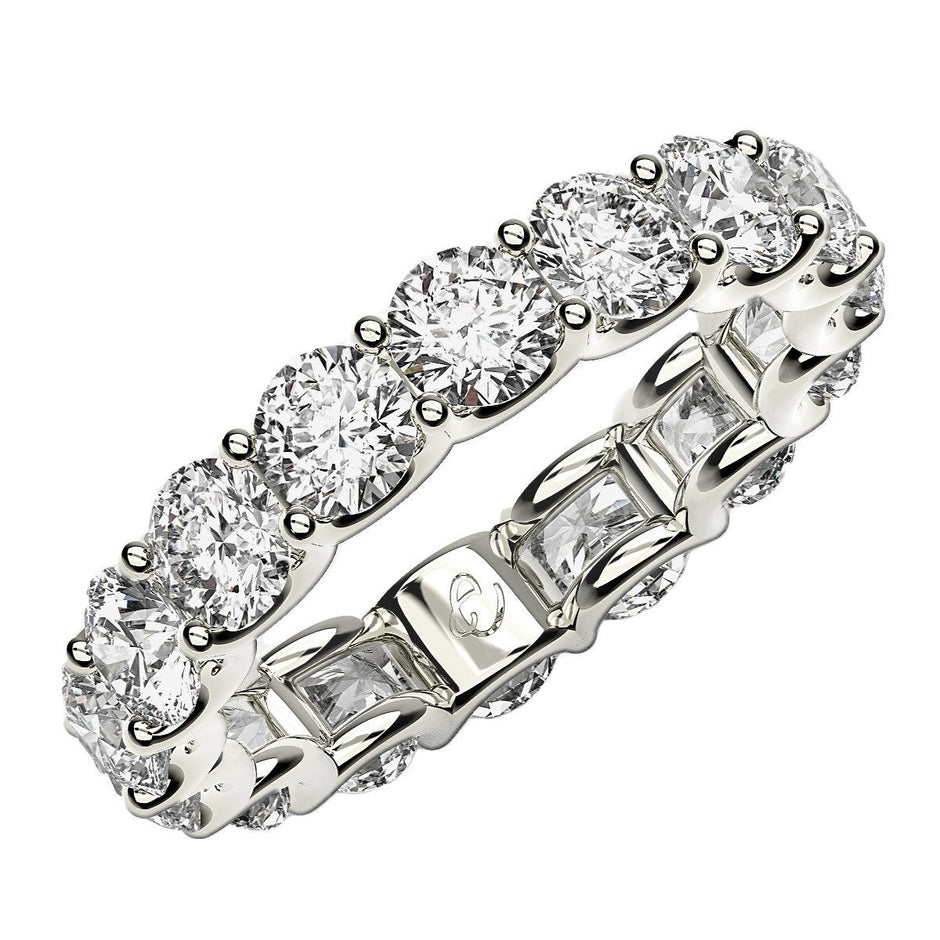 Round Cut Lab Grown Diamond Eternity Ring in 14k White Gold (4 cttw FG/VS2) - Rings - Custom Crafting Alliance, LLC