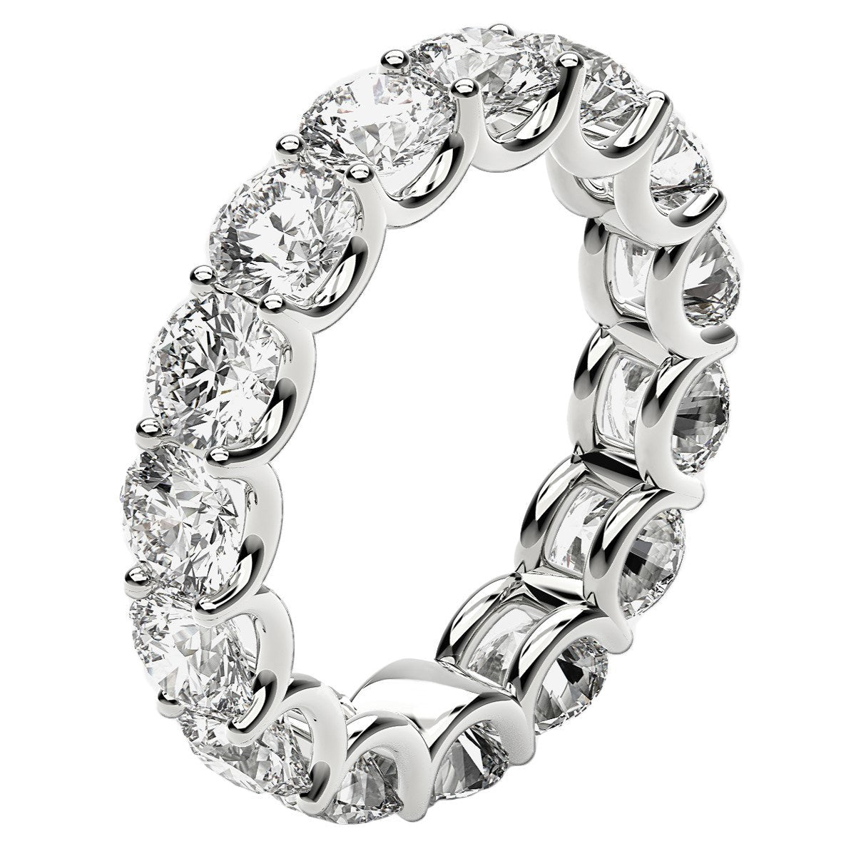 Round Cut Lab Grown Diamond Eternity Ring in 14k White Gold (5 cttw FG/VS2) - Rings - Custom Crafting Alliance, LLC
