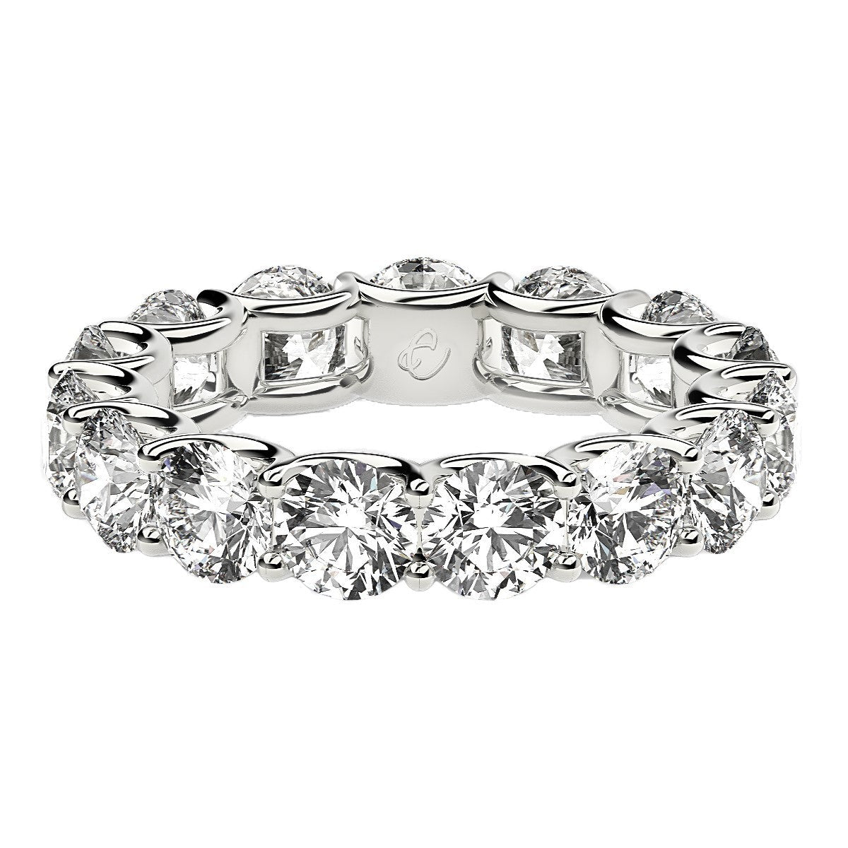 Round Cut Lab Grown Diamond Eternity Ring in 14k White Gold (5 cttw FG/VS2) - Rings - Custom Crafting Alliance, LLC