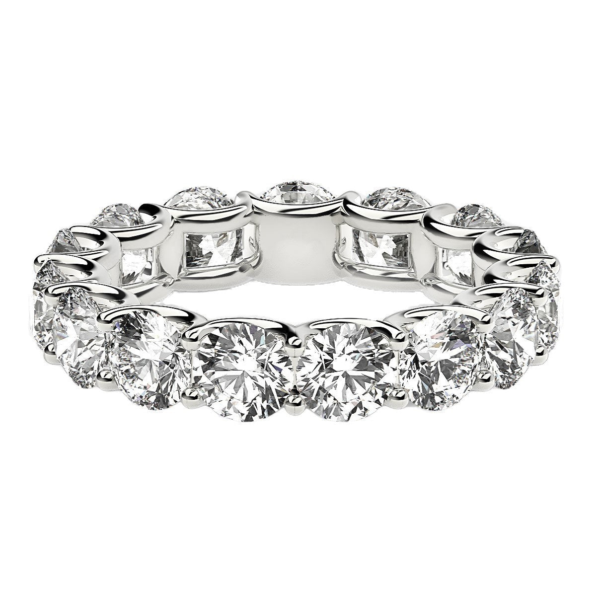 Round Cut Lab Grown Diamond Eternity Ring in 14k White Gold (5 cttw FG/VS2) - Rings - Custom Crafting Alliance, LLC