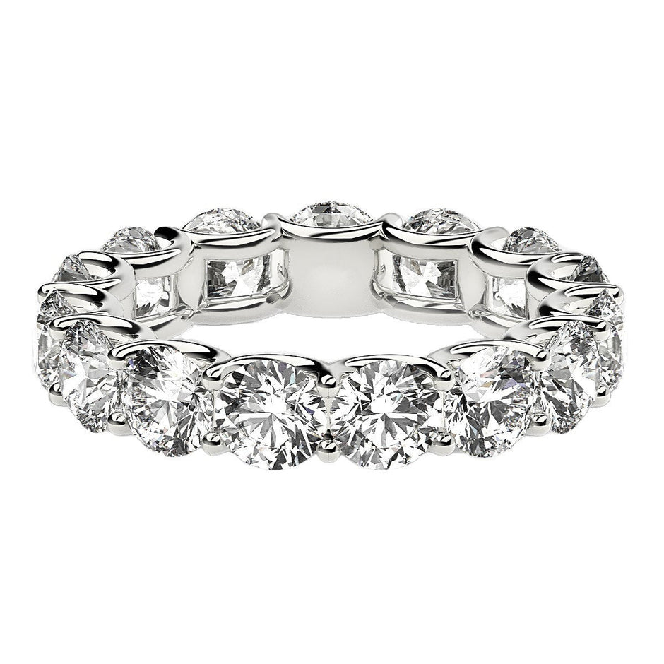 Round Cut Lab Grown Diamond Eternity Ring in 14k White Gold (5 cttw FG/VS2) - Rings - Custom Crafting Alliance, LLC