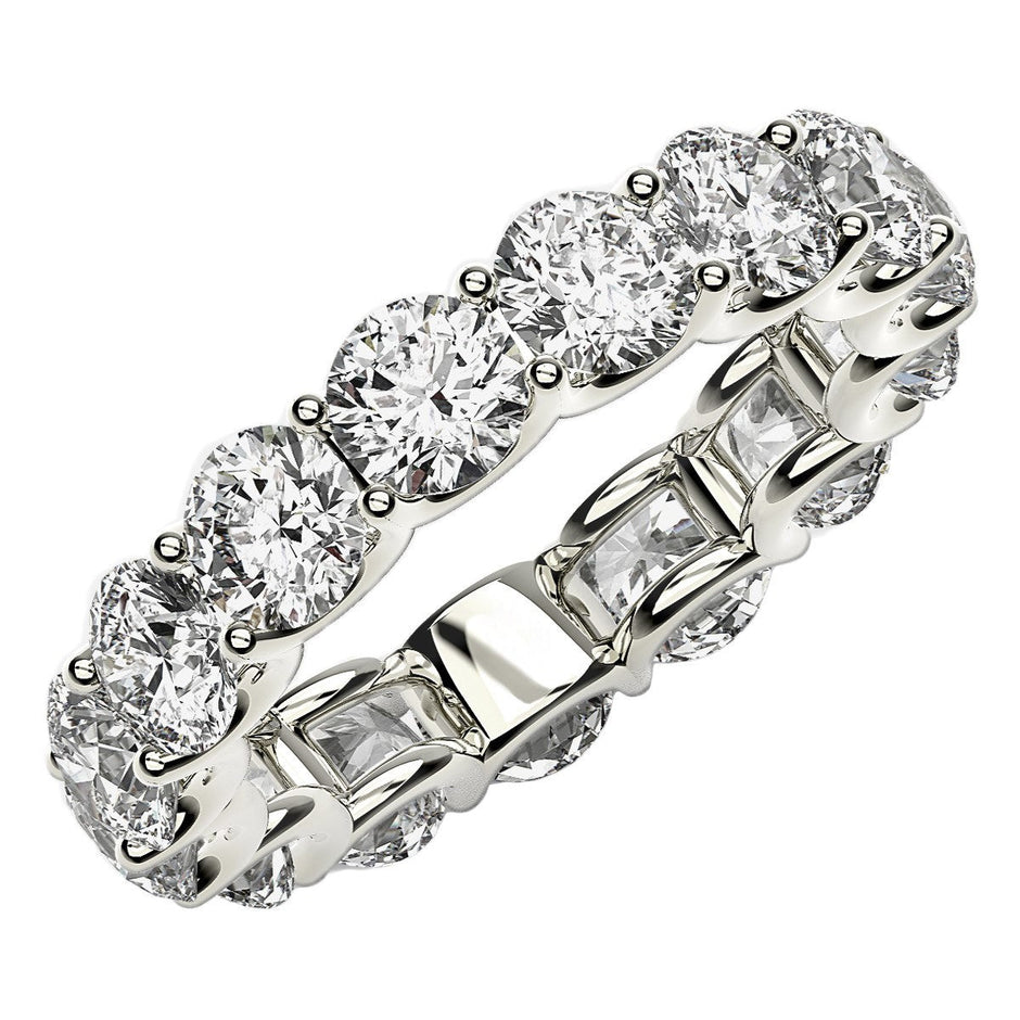 Round Cut Lab Grown Diamond Eternity Ring in 14k White Gold (5 cttw FG/VS2) - Rings - Custom Crafting Alliance, LLC