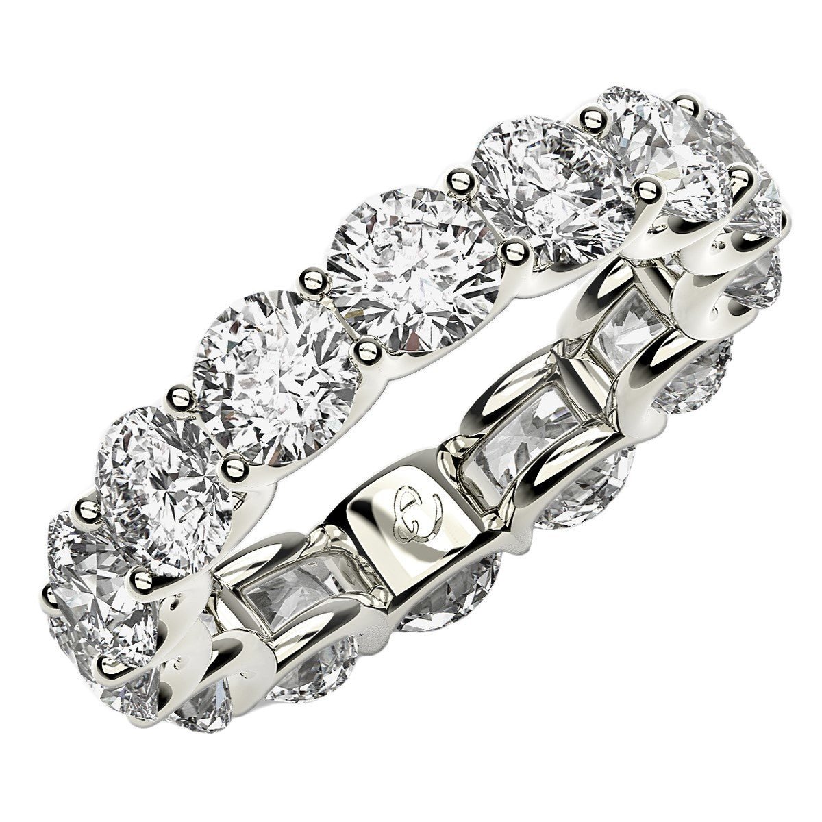 Round Cut Lab Grown Diamond Eternity Ring in 14k White Gold (6 cttw FG/VS2) - Rings - Custom Crafting Alliance, LLC
