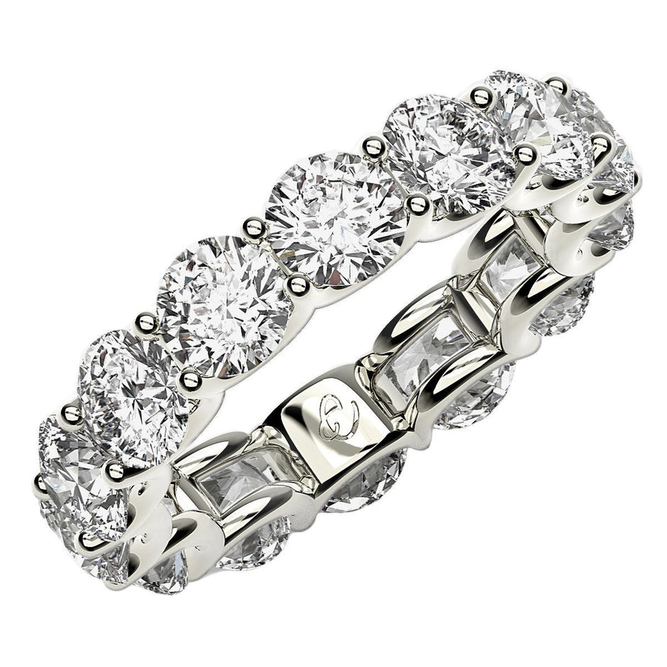 Round Cut Lab Grown Diamond Eternity Ring in 14k White Gold (6 cttw FG/VS2) - Rings - Custom Crafting Alliance, LLC