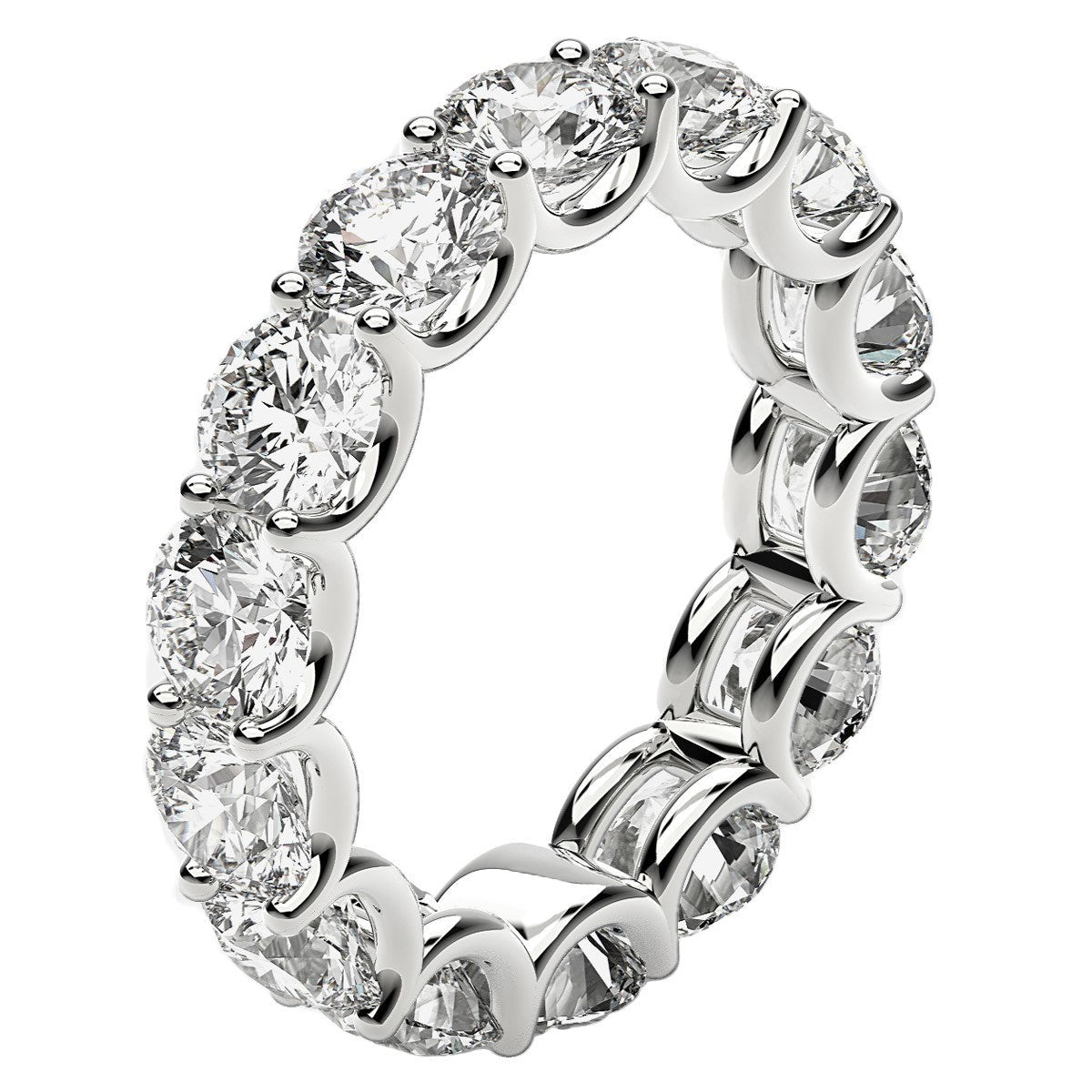 Round Cut Lab Grown Diamond Eternity Ring in 14k White Gold (6 cttw FG/VS2) - Rings - Custom Crafting Alliance, LLC