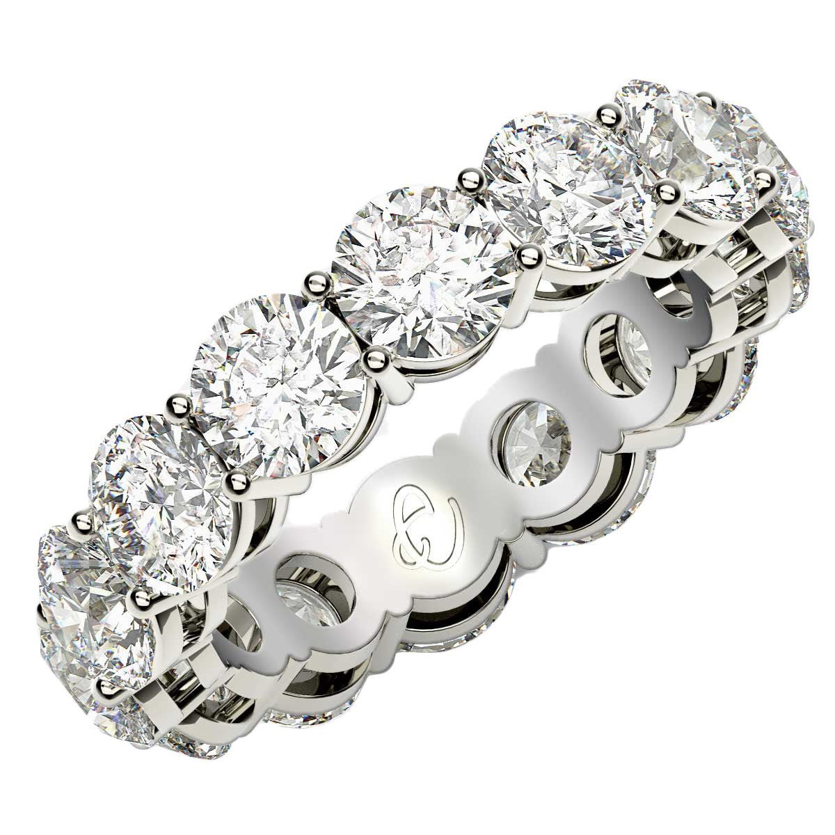 Round Cut Lab Grown Diamond Eternity Ring in 14k White Gold (6 cttw FG/VS2) - Rings - Custom Crafting Alliance, LLC