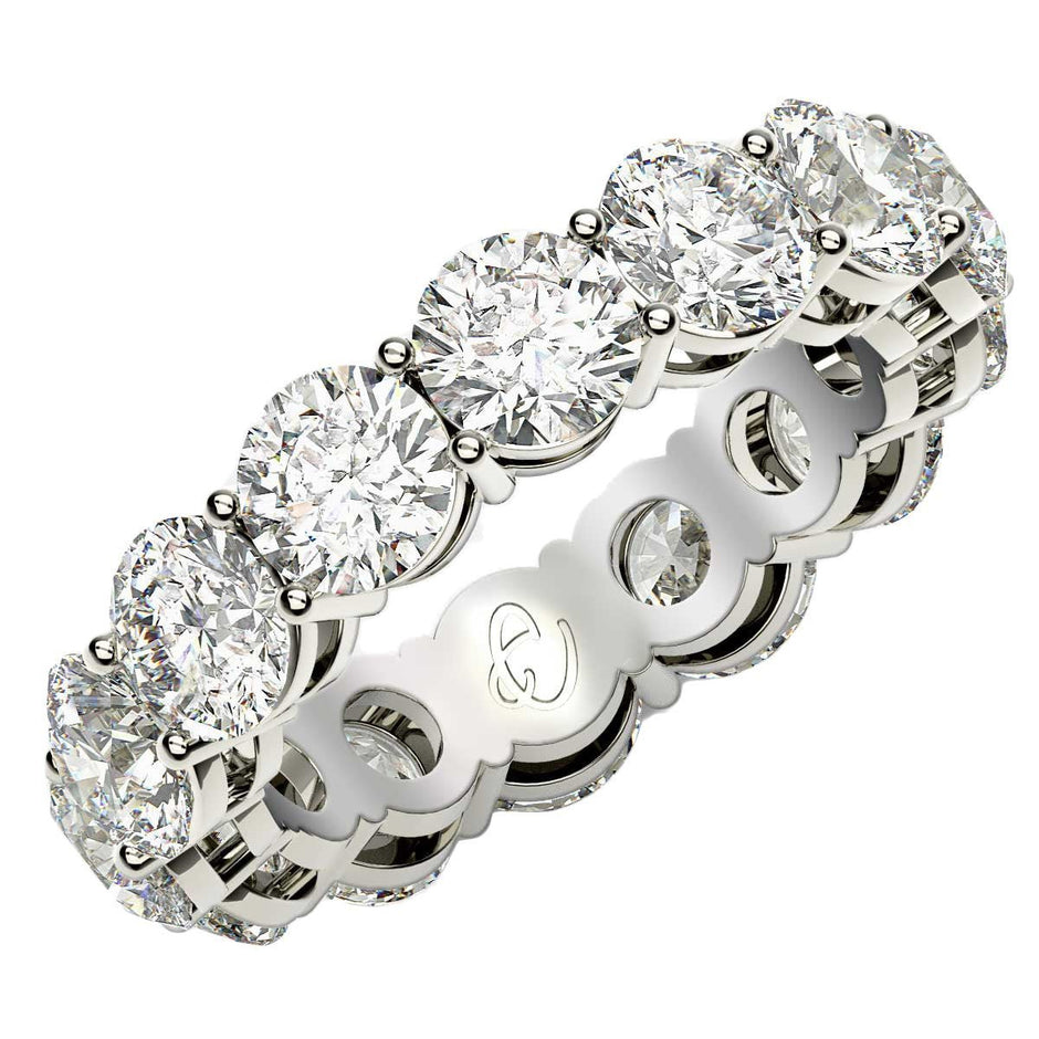 Round Cut Lab Grown Diamond Eternity Ring in 14k White Gold (6 cttw FG/VS2) - Rings - Custom Crafting Alliance, LLC