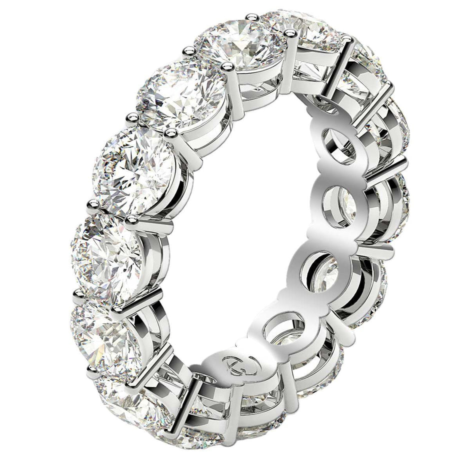 Round Cut Lab Grown Diamond Eternity Ring in 14k White Gold (6 cttw FG/VS2) - Rings - Custom Crafting Alliance, LLC