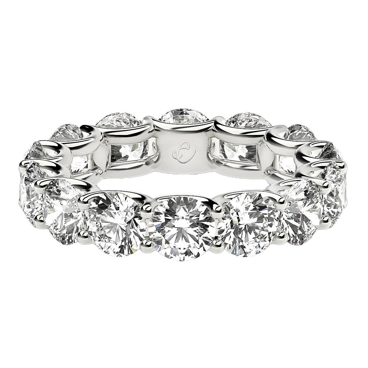 Round Cut Lab Grown Diamond Eternity Ring in 14k White Gold (6 cttw FG/VS2) - Rings - Custom Crafting Alliance, LLC
