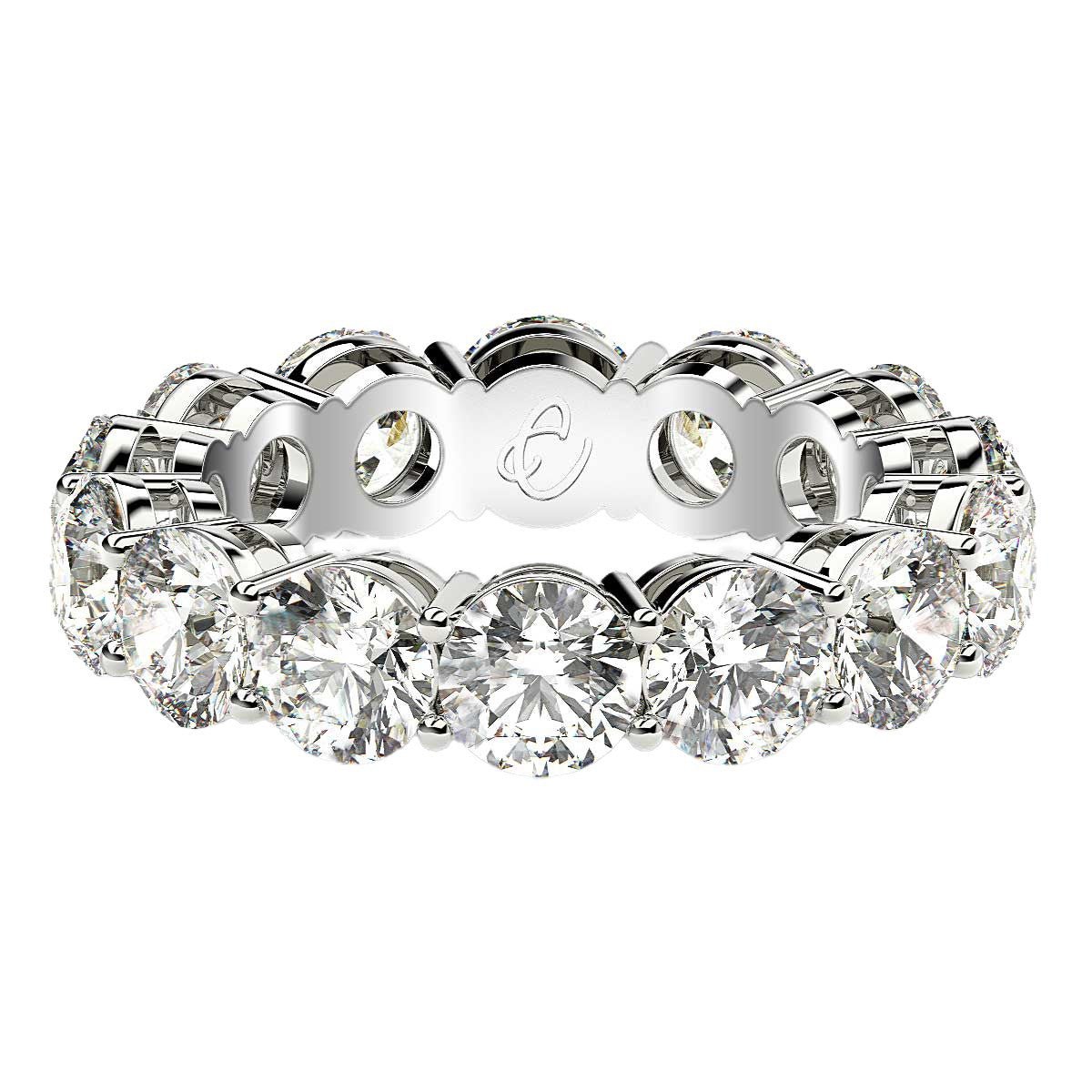 Round Cut Lab Grown Diamond Eternity Ring in 14k White Gold (6 cttw FG/VS2) - Rings - Custom Crafting Alliance, LLC