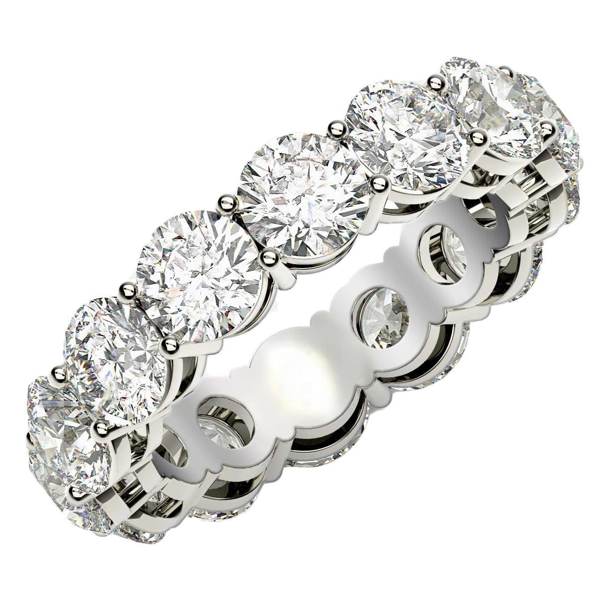 Round Cut Lab Grown Diamond Eternity Ring in 14k White Gold (6 cttw FG/VS2) - Rings - Custom Crafting Alliance, LLC