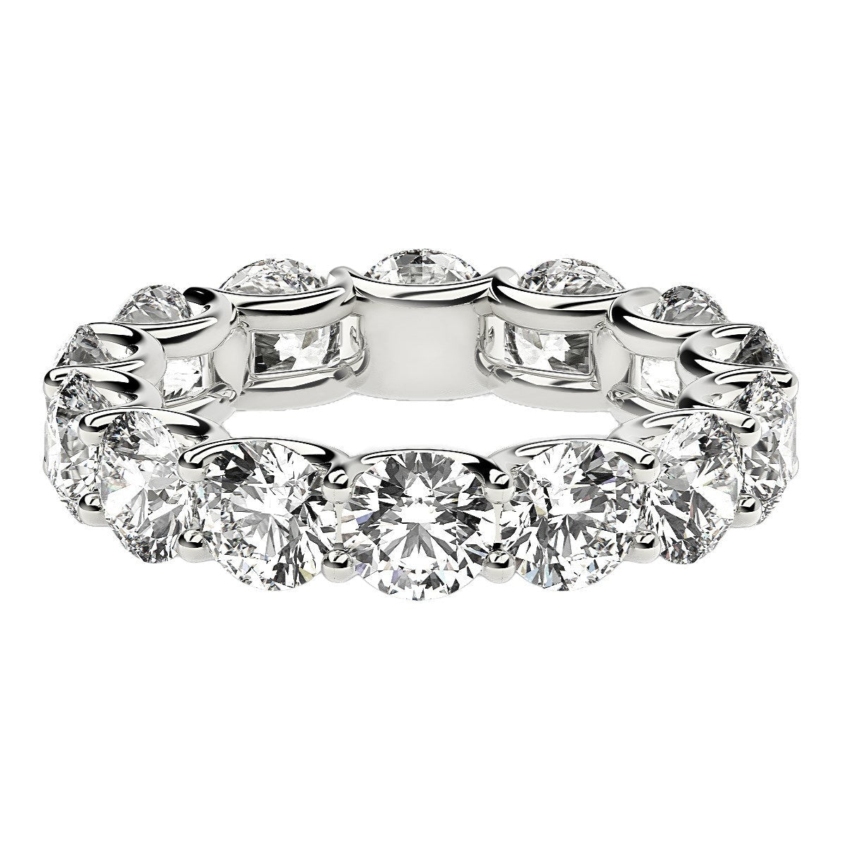 Round Cut Lab Grown Diamond Eternity Ring in 14k White Gold (6 cttw FG/VS2) - Rings - Custom Crafting Alliance, LLC