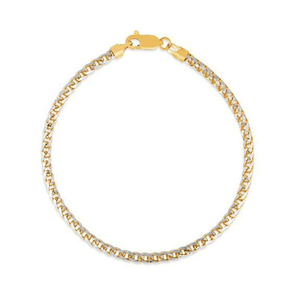 Round Pave Franco Chain Bracelet in 14k Yellow Gold (3.15 mm) - Bracelets - Custom Crafting Alliance, LLC