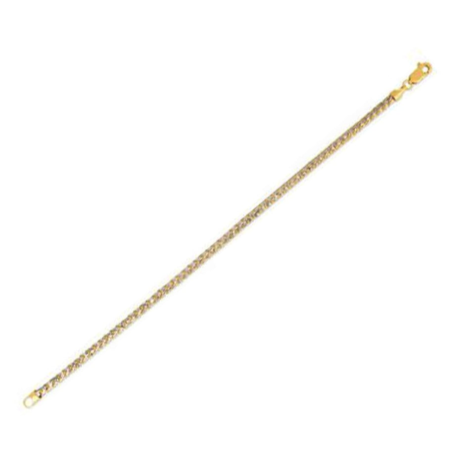 Round Pave Franco Chain Bracelet in 14k Yellow Gold (3.15 mm) - Bracelets - Custom Crafting Alliance, LLC
