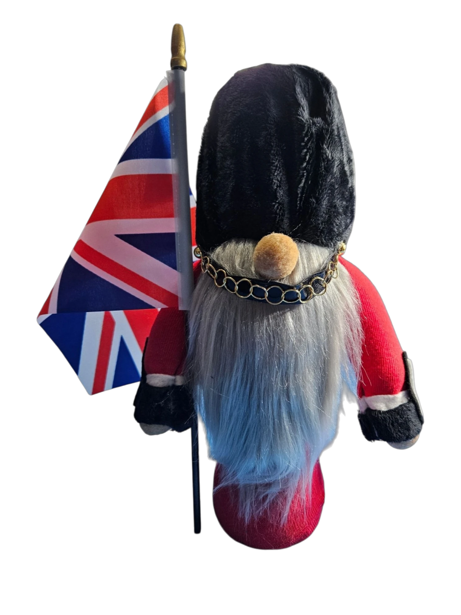 Royal Guard Gnomes - British - Inspired Handmade Tomtes with Union Jack Flags - Figurines - Custom Crafting Alliance, LLC