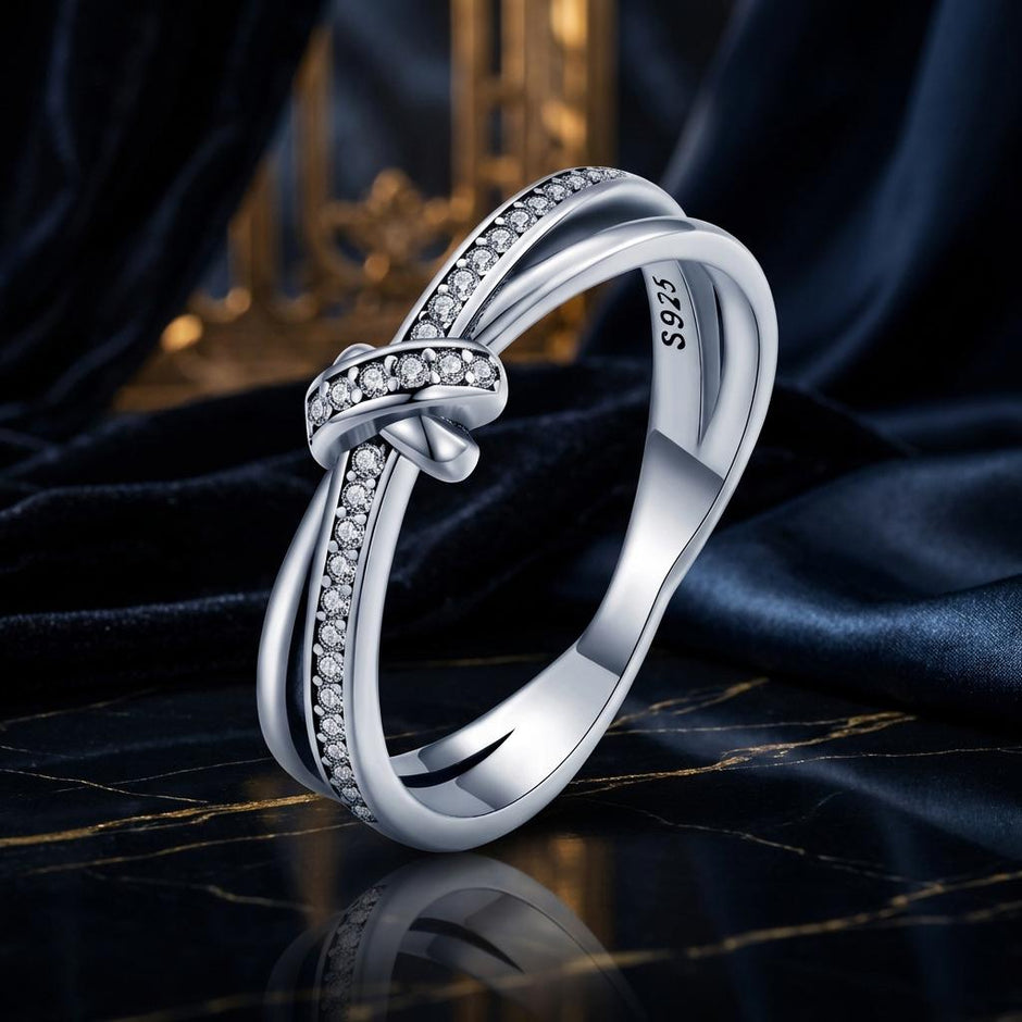 S925 Sterling Silver Oxidized Pavé Setting CZ Ring Size 6 for Women - Rings - Custom Crafting Alliance, LLC