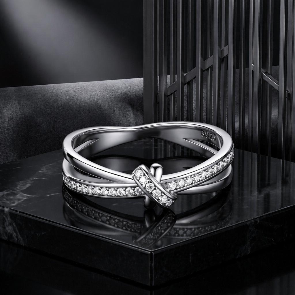 S925 Sterling Silver Oxidized Pavé Setting CZ Ring Size 6 for Women - Rings - Custom Crafting Alliance, LLC