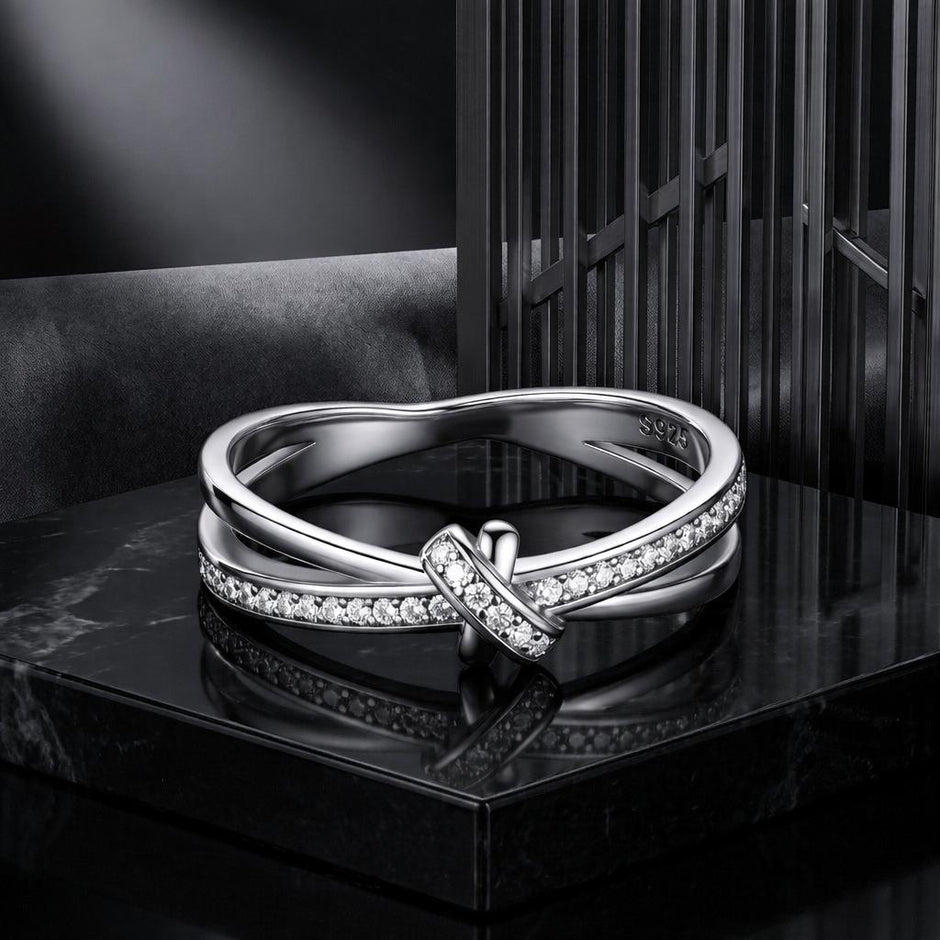 S925 Sterling Silver Oxidized Pavé Setting CZ Ring Size 6 for Women - Rings - Custom Crafting Alliance, LLC