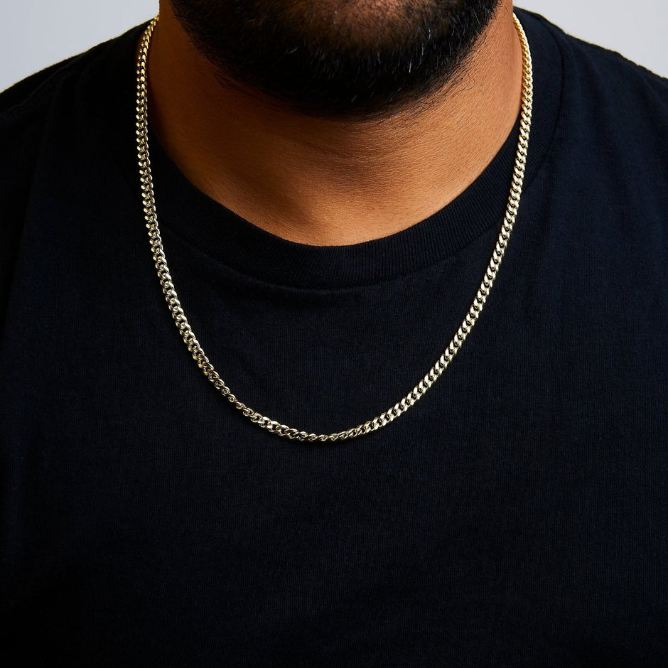 Semi-Solid 14K Yellow Gold 4.5mm Miami Cuban Chain Necklace - Unisex Chain - 22 Inches - Necklaces - Custom Crafting Alliance, LLC