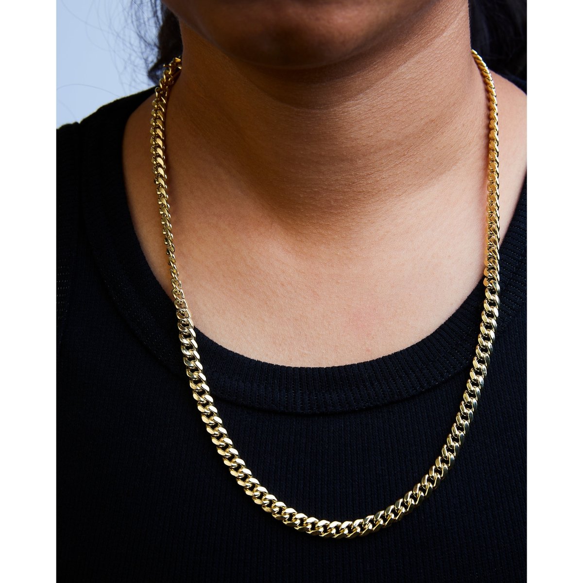 Semi-Solid 14K Yellow Gold 6.1mm Classic Miami Cuban Chain Necklace - 22 Inches - Necklaces - Custom Crafting Alliance, LLC