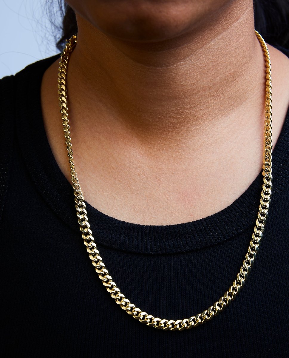 Semi-Solid 14K Yellow Gold 6.1mm Classic Miami Cuban Chain Necklace - 22 Inches - Necklaces - Custom Crafting Alliance, LLC