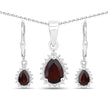 1.88 Carat Genuine Garnet and White Topaz .925 Sterling Silver Jewelry Set