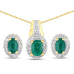 1.71 Carat Dyed Emerald and White Topaz .925 Sterling Silver Jewelry Set