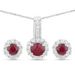 2.17 Carat Genuine Ruby and White Topaz .925 Sterling Silver Jewelry Set